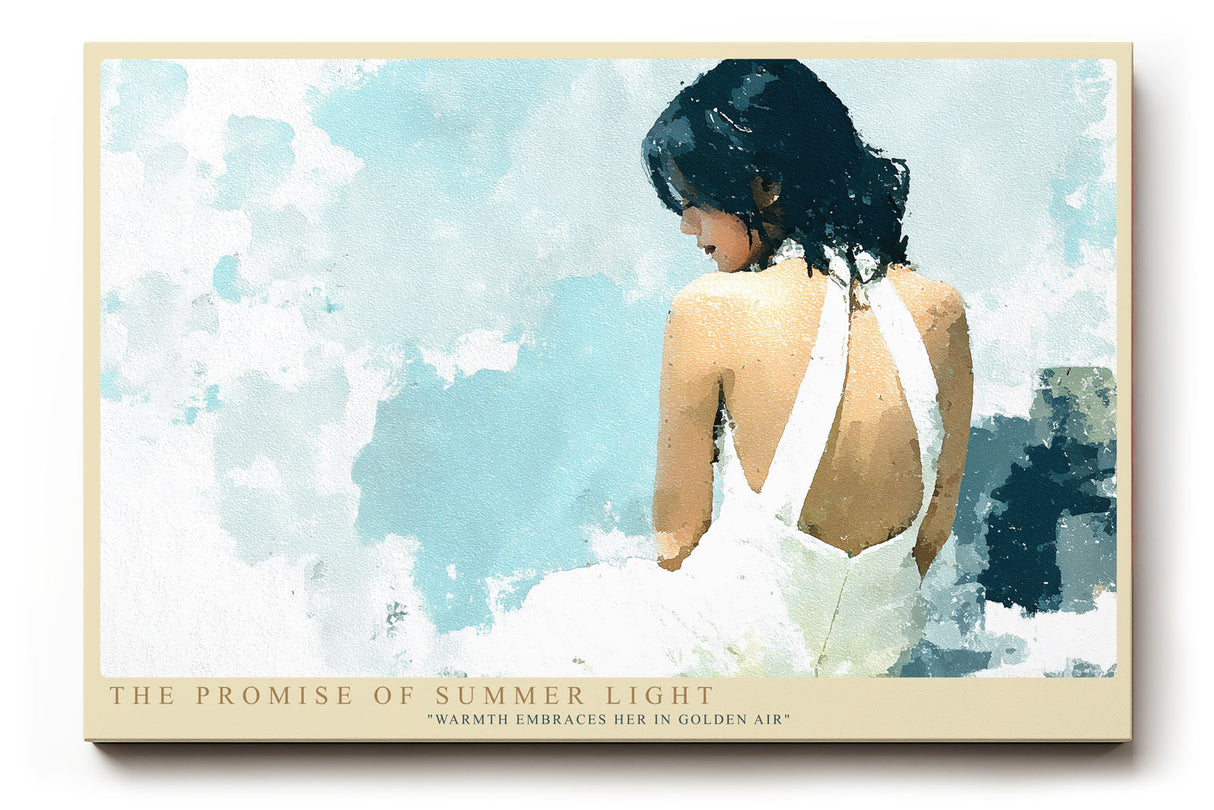 Paul Sinus Wandbild The Promise of Summer Light Woman in White Elegance and Gentle Warmth