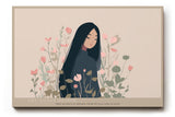 Paul Sinus Wandbild The Quiet Bloom poetisches Porträt einer Frau mit floraler Umgebung in sanften Farben für moderne Räume voller Ruhe und Harmonie
