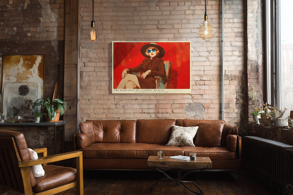 Paul Sinus Wandbild The Radiance of Classic Beauty Elegant Woman in Timeless Red Style