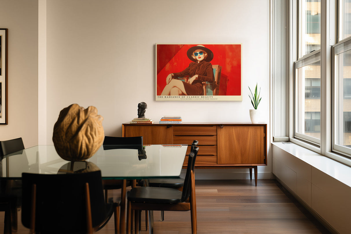 Paul Sinus Wandbild The Radiance of Classic Beauty Elegant Woman in Timeless Red Style
