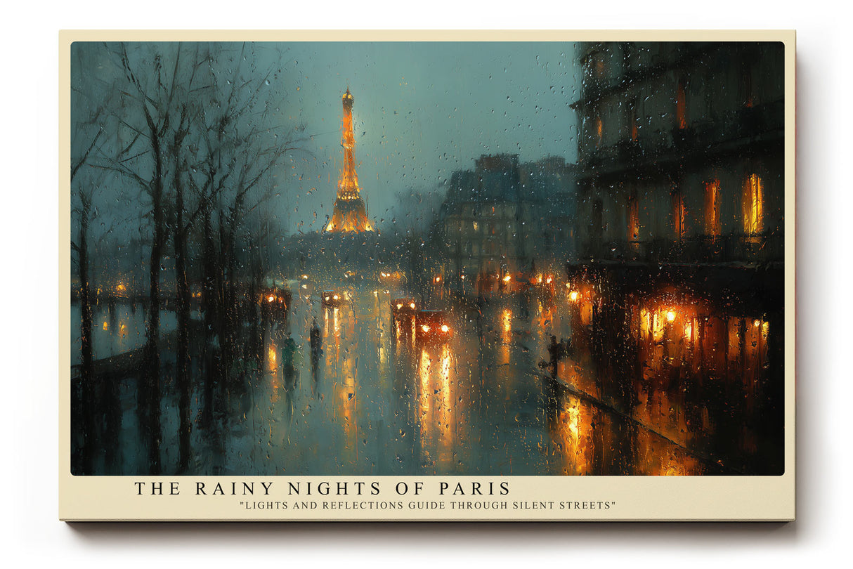 Paul Sinus Wandbild The Rainy Nights of Paris – Stimmungsvoller Blick auf Paris bei Regen, atmosphärisches Stadtmotiv mit Lichtern und Reflexionen