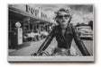 Paul Sinus Wandbild The Rebel on Two Wheels stilvolles Retro-Motorradmotiv mit ikonischer Frau im Lederlook für Liebhaber klassischer Eleganz und Freiheit