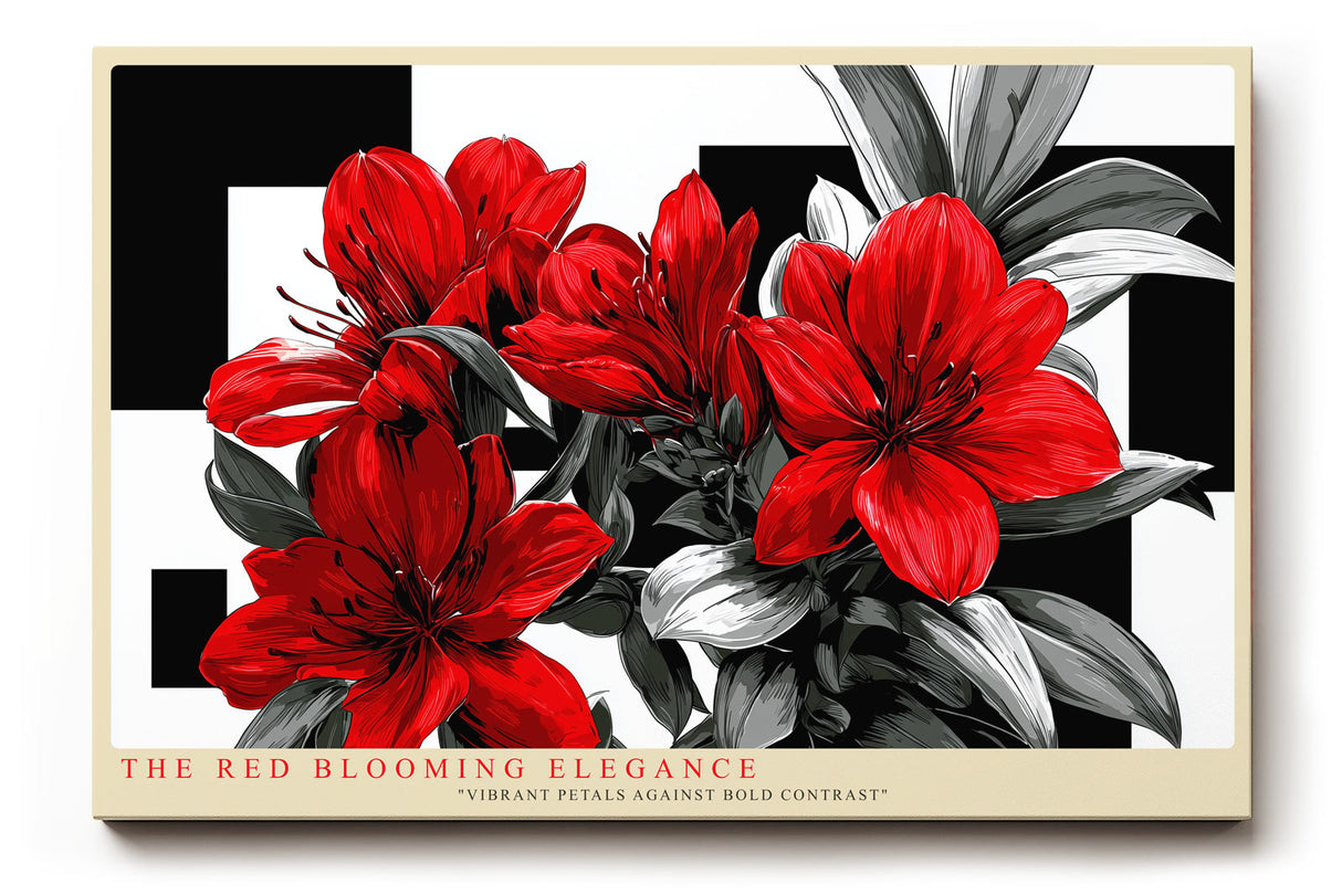 Paul Sinus Wandbild The Red Blooming Elegance – Ausdrucksstarkes Blütenmotiv in kräftigem Rot auf kontrastreichem Hintergrund, Symbol für Leidenschaft und Stärke