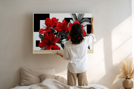 Paul Sinus Wandbild The Red Blooming Elegance – Ausdrucksstarkes Blütenmotiv in kräftigem Rot auf kontrastreichem Hintergrund, Symbol für Leidenschaft und Stärke