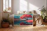 Paul Sinus Wandbild The Red Dream of Nature leuchtendes Naturmotiv mit rotem Baum am Seeufer in harmonischer Landschaft