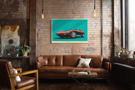 Paul Sinus Wandbild The Red Icon stilvolles Automotiv im Retro Design mit rotem Sportwagen für moderne Wohnräume mit Dynamik und Eleganz