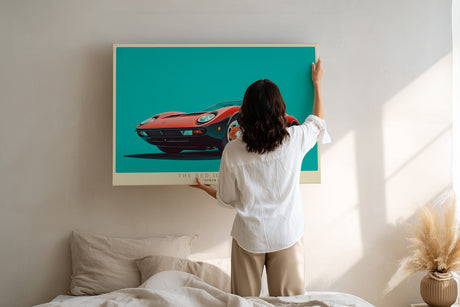 Paul Sinus Wandbild The Red Icon stilvolles Automotiv im Retro Design mit rotem Sportwagen für moderne Wohnräume mit Dynamik und Eleganz