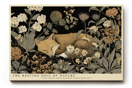Paul Sinus Wandbild The Resting Soul of Nature Fox Among Blossoms Under Night Sky