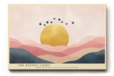 Paul Sinus Wandbild The Rising Light – Sonnenaufgang über pastellfarbenen Bergen, Symbol für Neubeginn und Hoffnung in sanften Tönen