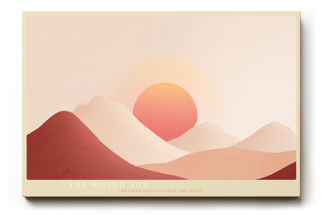 Paul Sinus Wandbild The Rising Sun minimalistisches Landschaftsmotiv mit Sonne und Bergen in warmen Tönen für moderne Räume mit harmonischer Atmosphäre