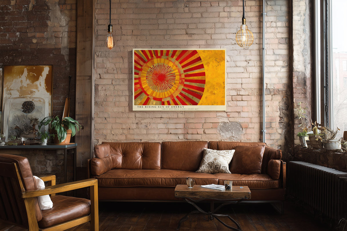 Paul Sinus Wandbild The Rising Sun of Energy abstraktes Sonnenmotiv in warmen Rot-, Orange- und Gelbtönen