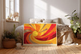 Paul Sinus Wandbild The Rising Sunburst abstraktes Sonnenmotiv mit dynamischen Strahlen in Rot-, Orange- und Gelbtönen