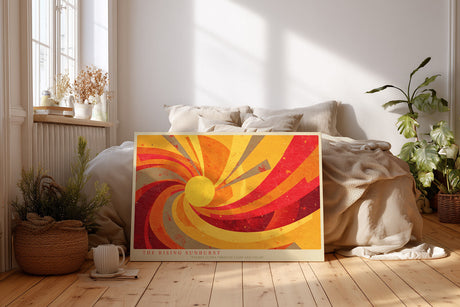 Paul Sinus Wandbild The Rising Sunburst abstraktes Sonnenmotiv mit dynamischen Strahlen in Rot-, Orange- und Gelbtönen