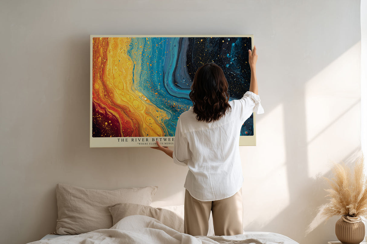 Paul Sinus Wandbild The River Between Fire and Stars Abstract Flow of Elements in Motion