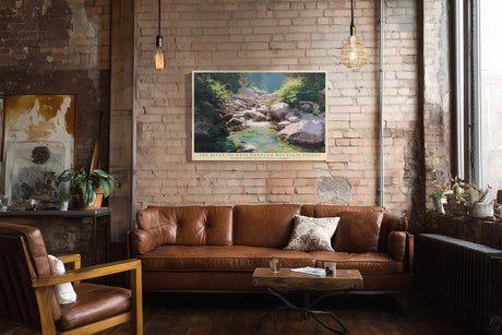 Paul Sinus Wandbild The River Journey Through Mountain Stones Sunlight Touches Water in Peaceful Harmony