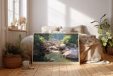 Paul Sinus Wandbild The River Journey Through Mountain Stones Sunlight Touches Water in Peaceful Harmony