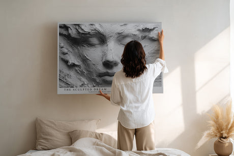 Paul Sinus Wandbild The Sculpted Dream – Zeitlose Reliefkunst eines ruhenden Gesichts, inspiriert von innerer Balance und künstlerischer Struktur