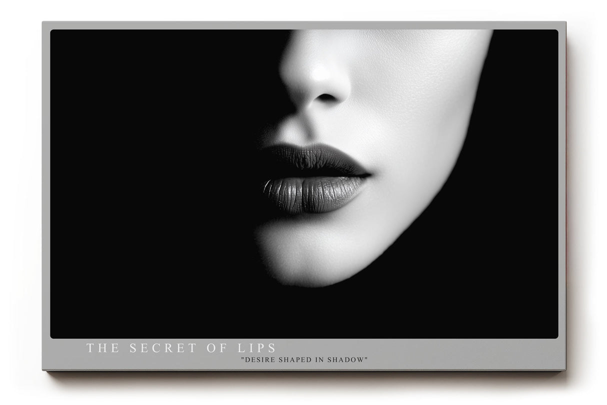 Paul Sinus Wandbild The Secret of Lips stilvolles Schwarzweiß Porträtmotiv mit sinnlichen Lippen und geheimnisvoller Lichtführung für elegante Räume in modernem Design