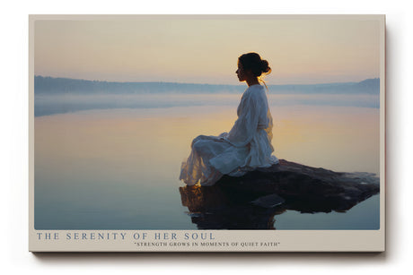 Paul Sinus Wandbild The Serenity of Her Soul meditative Frauenfigur am See in sanftem Morgenlicht für ruhige und harmonische Wohnräume