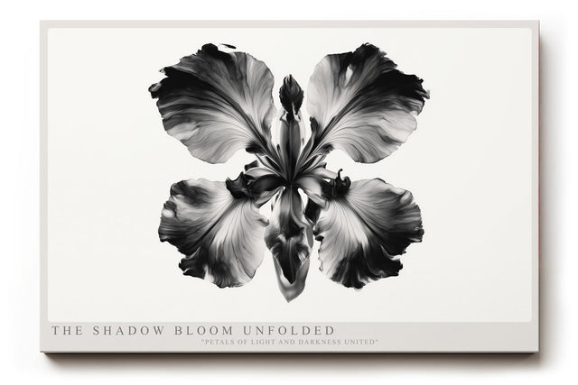 Paul Sinus Wandbild The Shadow Bloom Unfolded abstraktes florales Kunstwerk in Schwarz Weiß mit kraftvoller Symbolik zwischen Licht und Schatten