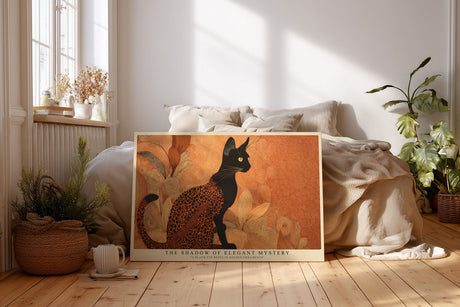 Paul Sinus Wandbild The Shadow of Elegant Mystery Black Cat in Golden Harmony
