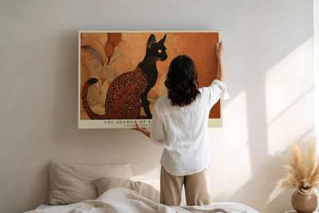 Paul Sinus Wandbild The Shadow of Elegant Mystery Black Cat in Golden Harmony