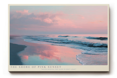 Paul Sinus Wandbild The Shore of Pink Sunset – Zarter Sonnenuntergang am Meer in sanften Rosatönen – Stimmungsvolles Wandbild mit romantischer Ruhe.