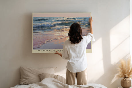 Paul Sinus Wandbild The Shore of Quiet Rays – Friedliche Meeresstimmung im warmen Licht der untergehenden Sonne
