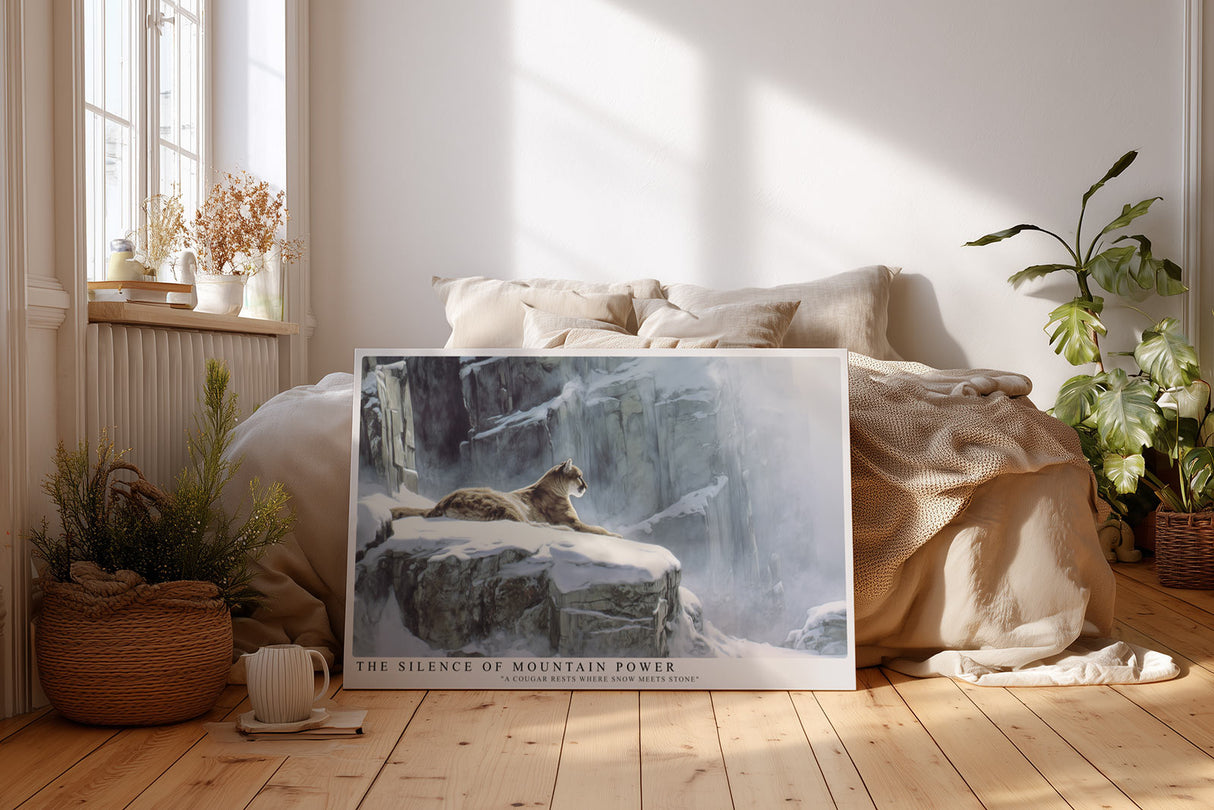 Paul Sinus Wandbild The Silence of Mountain Power Cougar in Snow Landscape