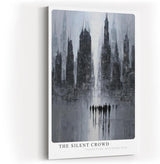 Paul Sinus Wandbild in 40x60cm The Silent Crowd Silhouetten einer Menschenmenge vor hoch aufragender Skyline in grauer Farbkomposition
