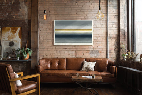 Paul Sinus Wandbild The Silent Horizon – Abstraktes Meerbild mit goldenen Linien, Symbol für Ruhe, Tiefe und endlose Weite