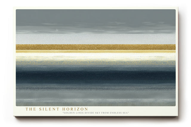 Paul Sinus Wandbild The Silent Horizon – Abstraktes Meerbild mit goldenen Linien, Symbol für Ruhe, Tiefe und endlose Weite