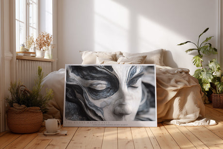 Paul Sinus Wandbild The Silent Marble Face – detailreiche Marmorstatue in Nahaufnahme symbolisiert Ewigkeit, Stille und künstlerische Perfektion