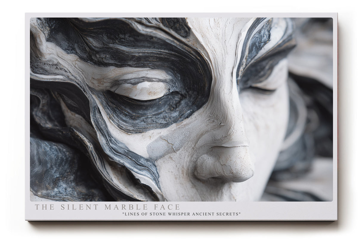 Paul Sinus Wandbild The Silent Marble Face – detailreiche Marmorstatue in Nahaufnahme symbolisiert Ewigkeit, Stille und künstlerische Perfektion