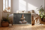 Paul Sinus Wandbild The Silent Moment – Frau im weißen Kleid im sanften Licht symbolisiert Ruhe, Innigkeit und stille Emotion