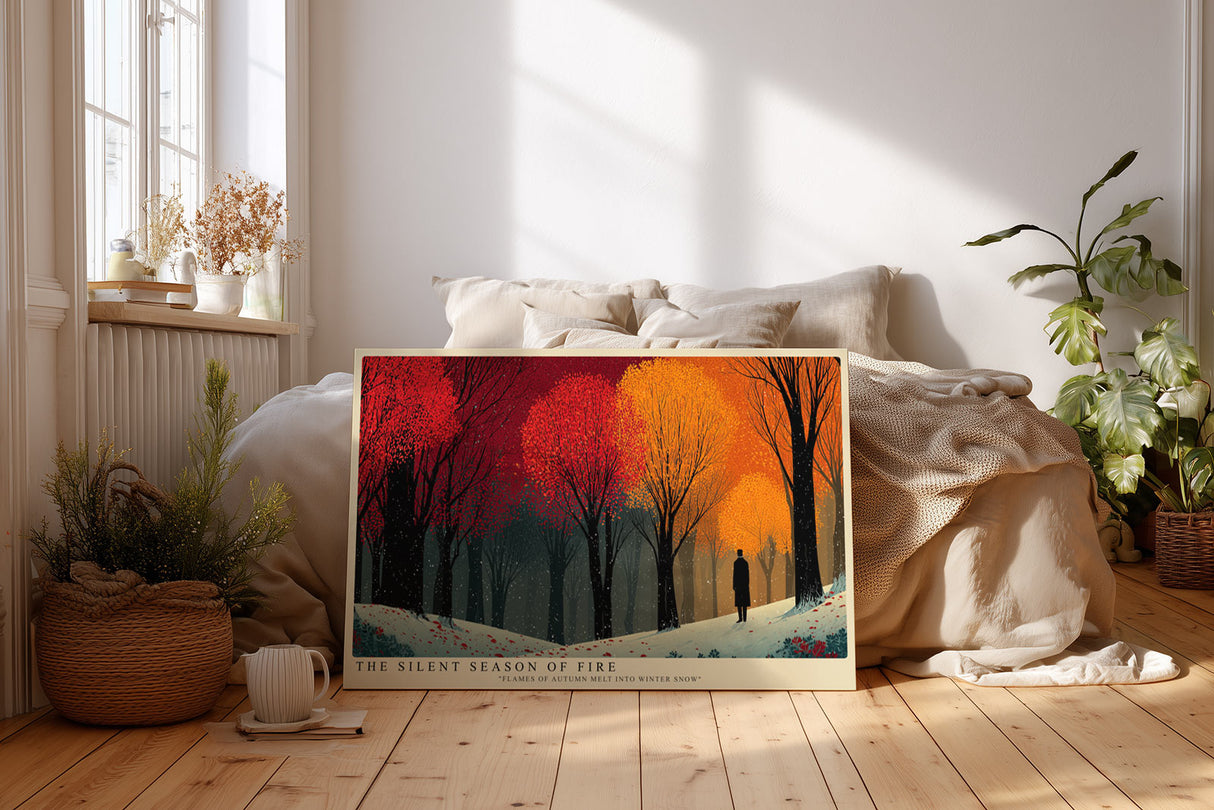 Paul Sinus Wandbild The Silent Season of Fire – Herbstliche Farbexplosion in stiller, poetischer Landschaft