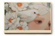 Paul Sinus Wandbild The Silent Song of Beauty – Weißer Vogel zwischen Blüten und Gesicht
