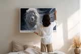 Paul Sinus Wandbild The Silent Strength of Light White Lion Emerging from Mists of Power