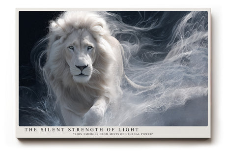 Paul Sinus Wandbild The Silent Strength of Light White Lion Emerging from Mists of Power