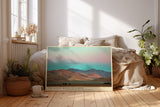 Paul Sinus Wandbild The Silent Waves of Earth – sanfte Hügel unter Pastellhimmel in harmonischen Erdtönen, naturinspiriertes Landschaftsmotiv für ruhige Raumgestaltung