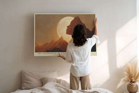 Paul Sinus Wandbild The Silhouette of Eternity – Frauensilhouette im Felsen symbolisiert Vergänglichkeit, Stärke und die Verbindung zwischen Mensch und Natur