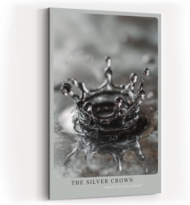 Paul Sinus Wandbild in 40x60cm The Silver Crown – Makroaufnahme einer Wasserkrone in silbrigen Reflexen