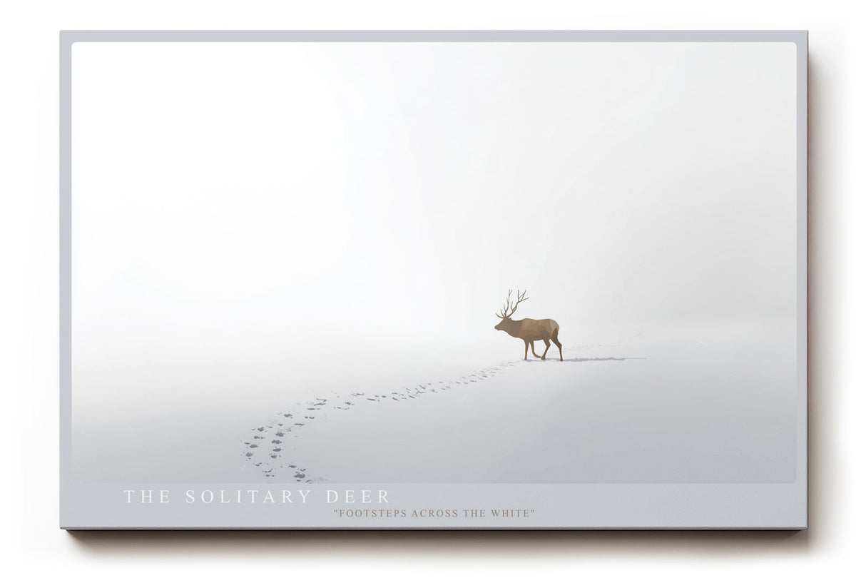 Paul Sinus Wandbild The Solitary Deer minimalistisches Naturmotiv mit Hirsch im Schnee und sanfter Winterstimmung für ruhige Wohnräume und moderne Interieurs