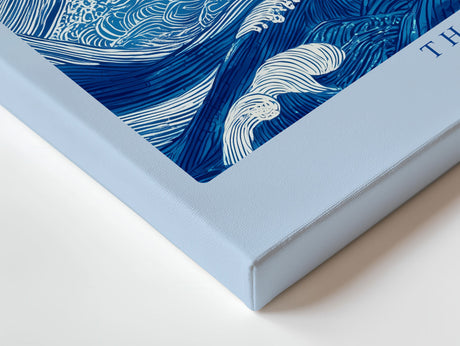 Paul Sinus Wandbild The Song of Endless Waves dynamisches Meeresmotiv mit blauen Linien und Wellenbewegung