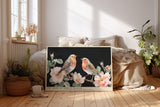 Paul Sinus Wandbild The Song of Robins Bloom – Zarte Darstellung zweier Rotkehlchen auf blühenden Zweigen – Romantisches Wandbild voller Leichtigkeit und Harmonie.