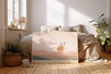 Paul Sinus Wandbild The Song of the Setting Sun – Minimalistische Landschaft mit Sonne und fliegenden Vögeln, Symbol für Frieden, Freiheit und Vergänglichkeit