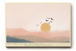 Paul Sinus Wandbild The Song of the Setting Sun – Minimalistische Landschaft mit Sonne und fliegenden Vögeln, Symbol für Frieden, Freiheit und Vergänglichkeit