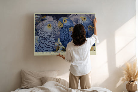 Paul Sinus Wandbild The Song of Tropical Night Blue Parrots in Moonlight