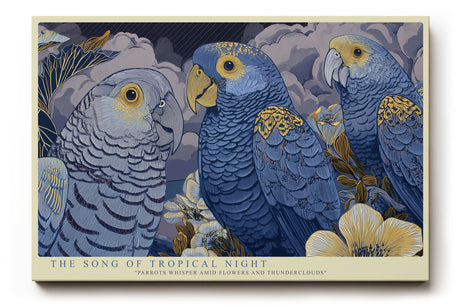 Paul Sinus Wandbild The Song of Tropical Night Blue Parrots in Moonlight