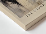 Paul Sinus Wandbild The Sound of Motion – abstrakte Komposition in Gold, Schwarz und Weiß mit rhythmischer Energie und dynamischem Ausdruck